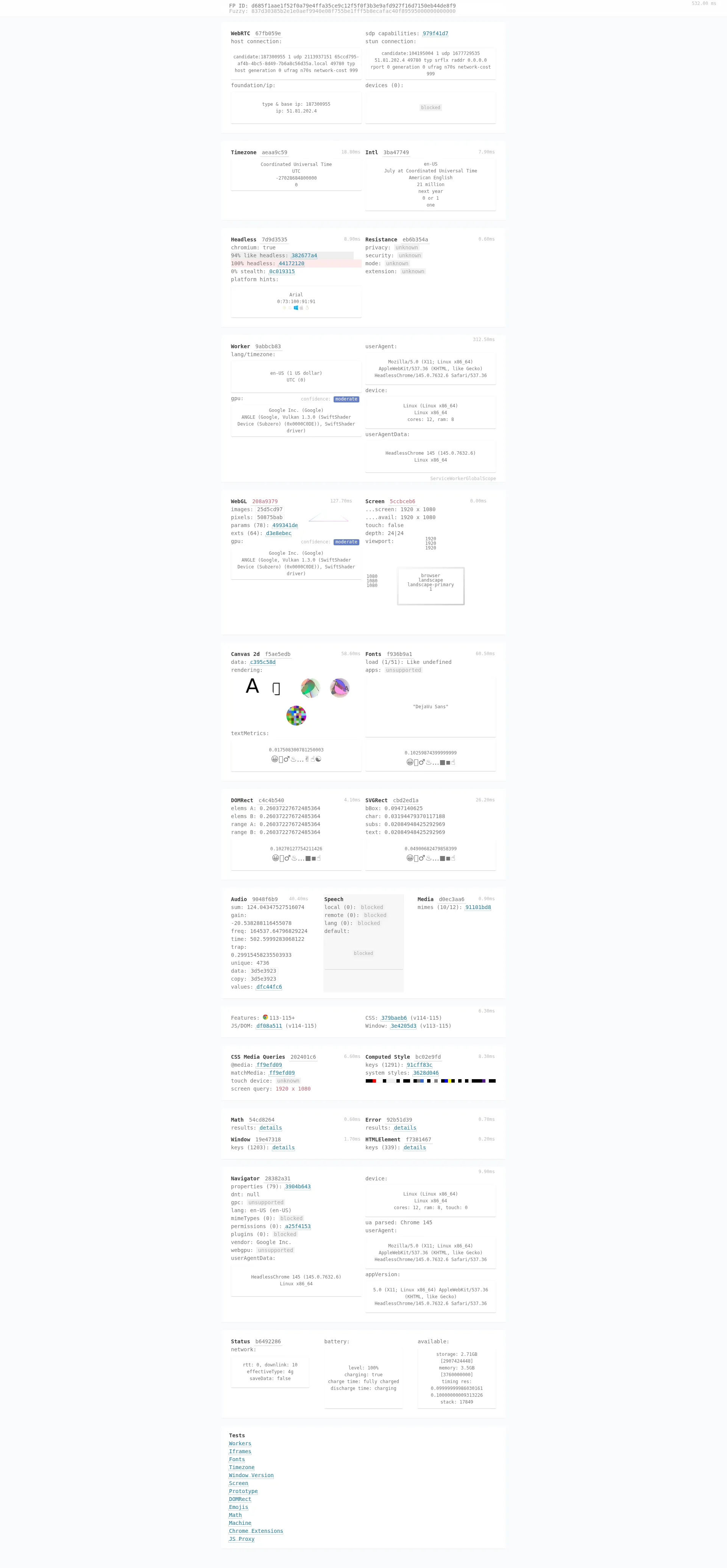 Playwright CreepJS screenshot