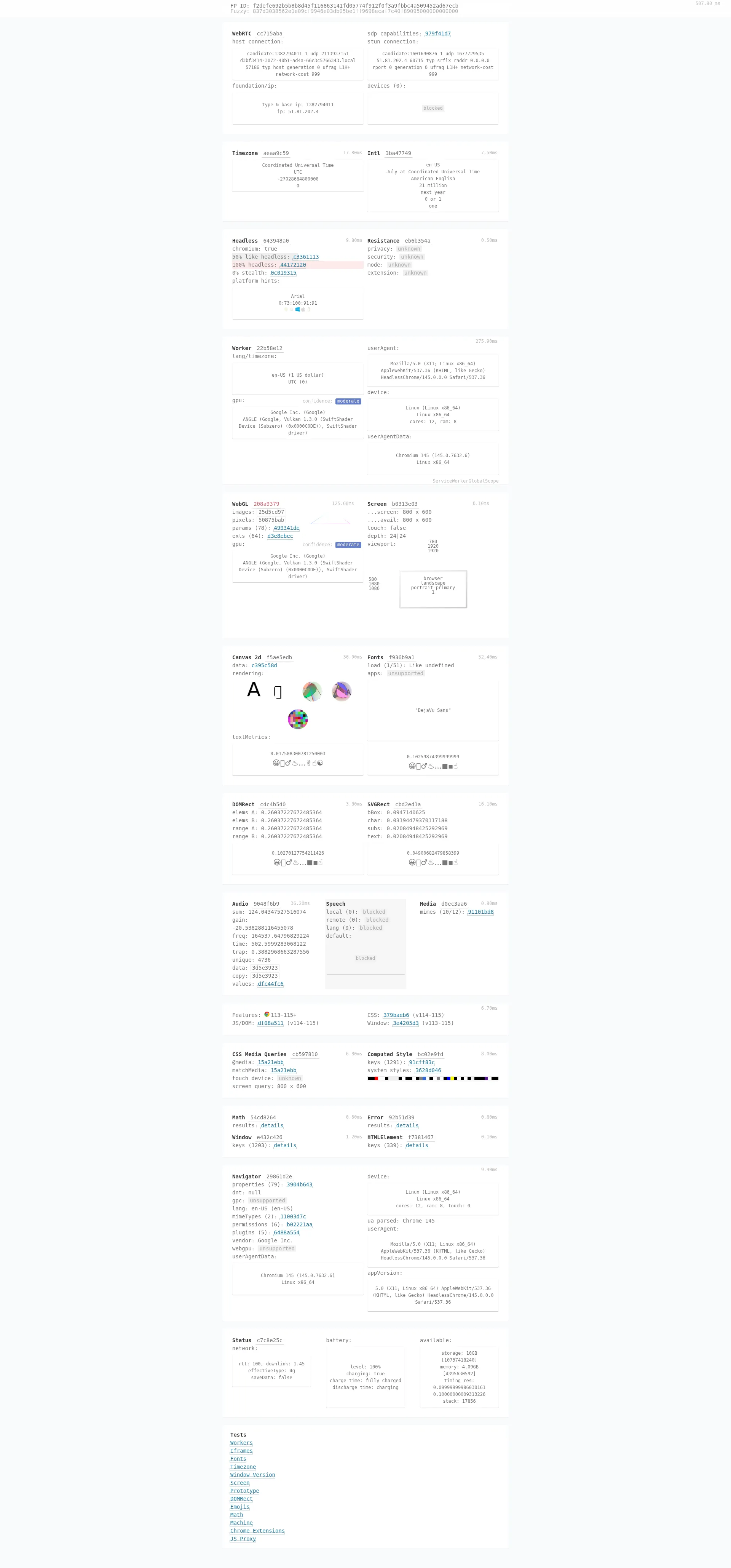Puppeteer CreepJS screenshot